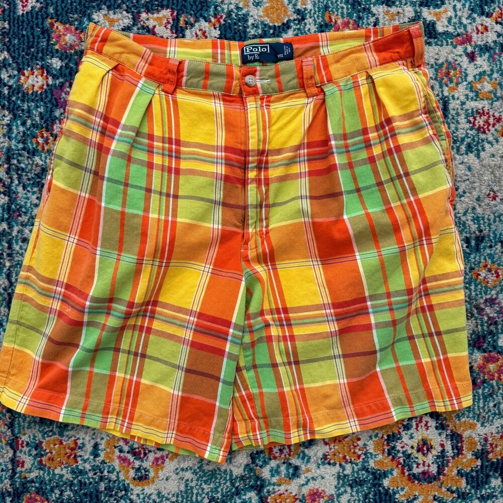 Polo‎ Ralph Lauren 100% Cotton Tyler Short Colorful Plaid Size 35